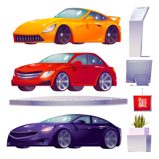 Collection D'éléments De Voiture Illustrés