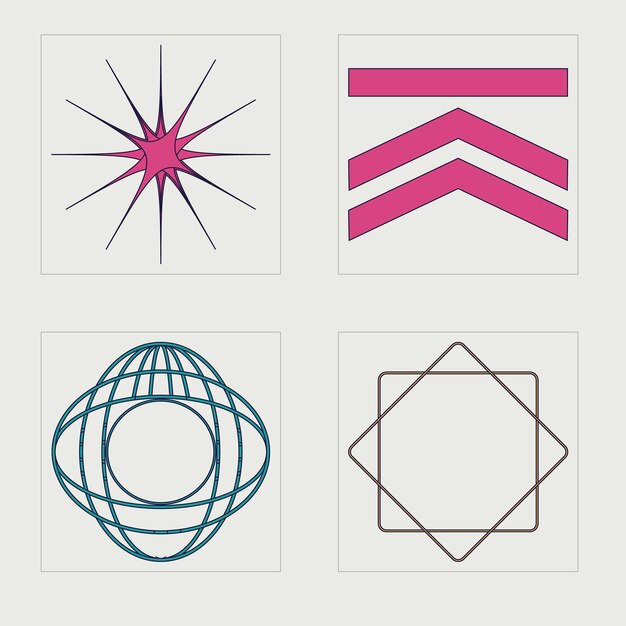 Collection d'éléments Y2K Extraordinary Graphic Assets Objets dans le style y2k