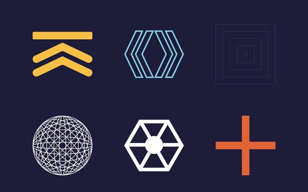 Vecteur collection d'éléments y2k grande collection de symboles géométriques graphiques abstraits icônes minimalistes plates