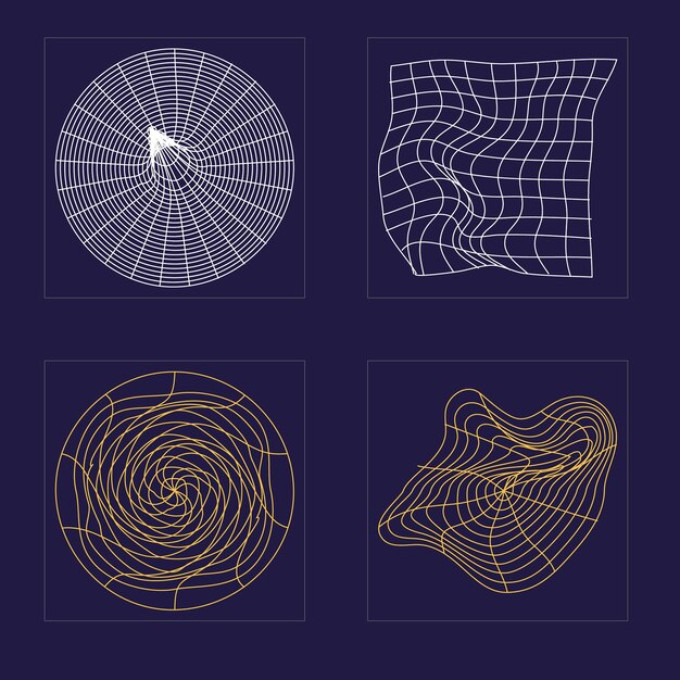 Collection d'éléments Y2K Ornements graphiques futuristes rétro Formes abstraites modernes