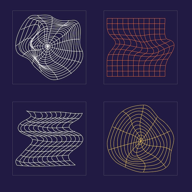 Collection d'éléments Y2K Ornements graphiques futuristes rétro Pour les T-shirts modernes conçus