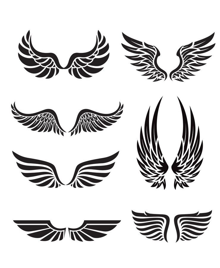 Vecteur collection d'emblèmes à ailes de silhouette