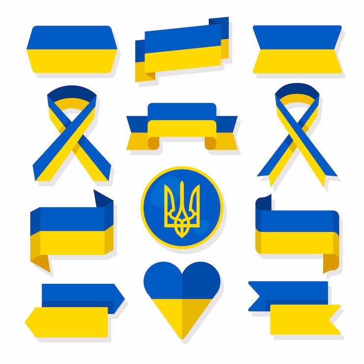 Vecteur collection d'emblèmes nationaux ukraine design plat