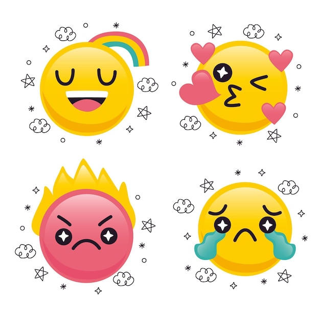 Collection D'emoji Design Plat Mignon