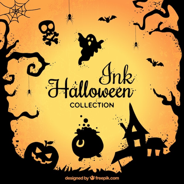 Collection D'encre éléments De Halloween