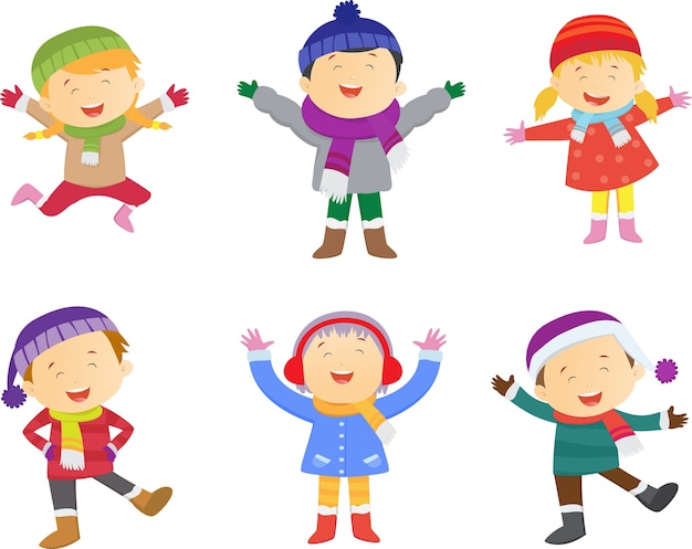collection d'enfants en costume d'hiver