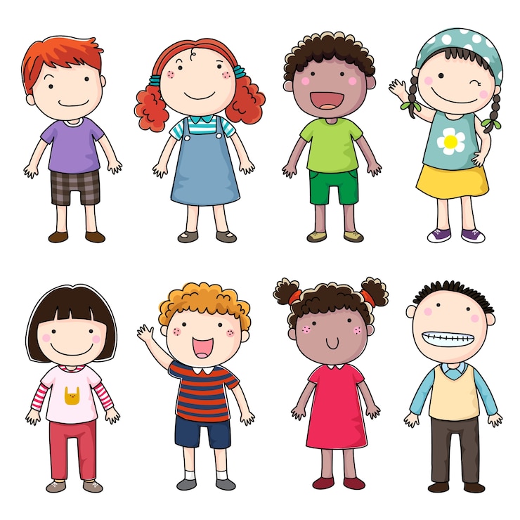 Vecteur collection d'enfants heureux isolé sur blanc