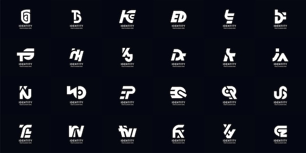 Collection ensemble complet abstrait combiner lettre az création de logo monogramme
