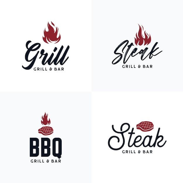 Collection D'ensemble De Logos Barbecue Et Steakhouse