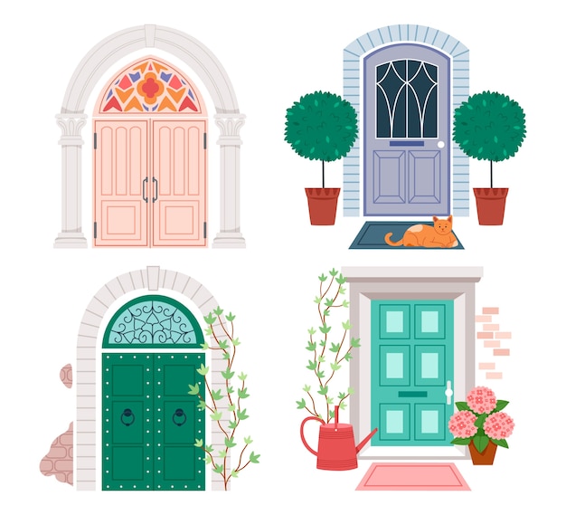 Collection d'ensembles de porte à composition de conception plate avec un style élégant