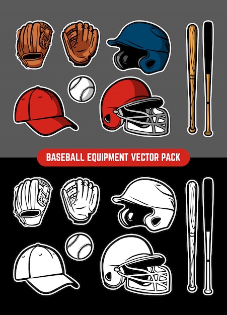 Vecteur collection d'équipement de baseball