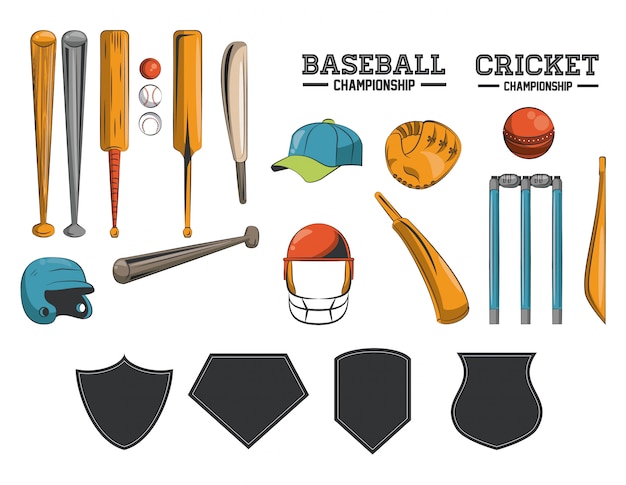 Collection D'équipement De Cricket Et De Baseball