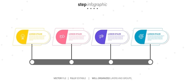 Collection d'étapes d'infographie vectorielle gratuite à la conception plate