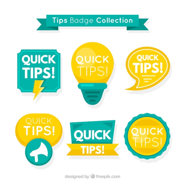 Collection d&#39;étiquettes de conseils modernes avec un design plat