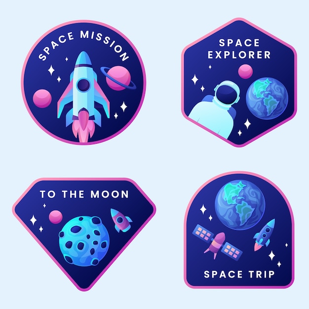 La collection d'étiquettes de planètes en gradient