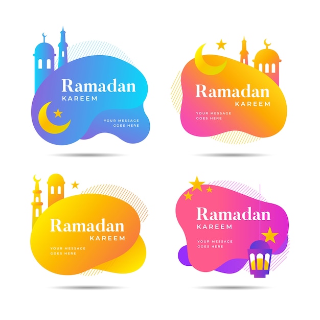 Collection d'étiquettes de ramadan plat