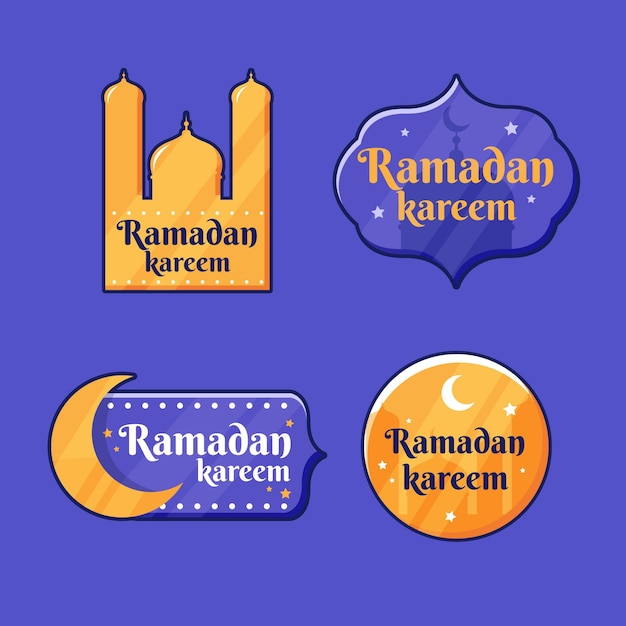 Collection d'étiquettes de ramadan plat