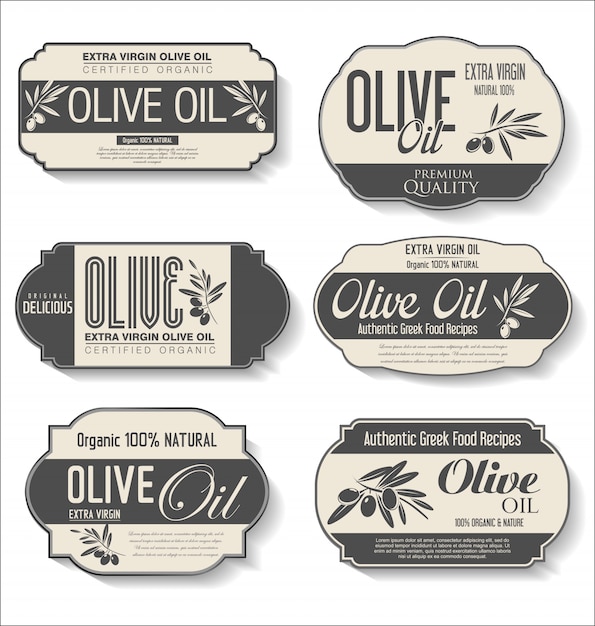 Collection D'étiquettes Rétro à L'huile D'olive