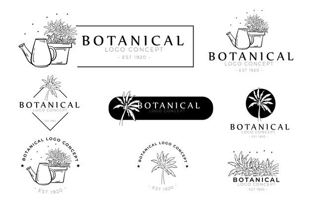 Collection d'étiquettes rondes botaniques florales minimales dessinées à la main