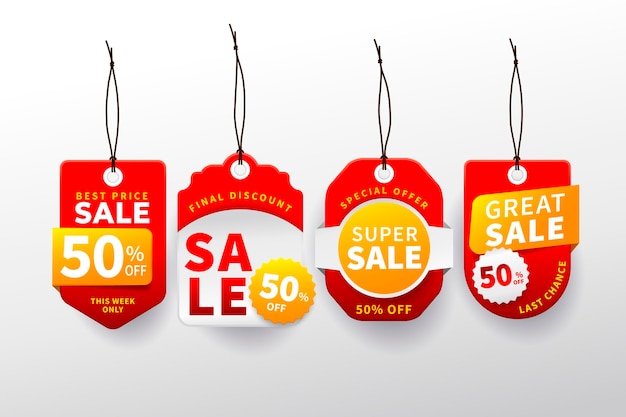 Collection d'étiquettes de vente réalistes