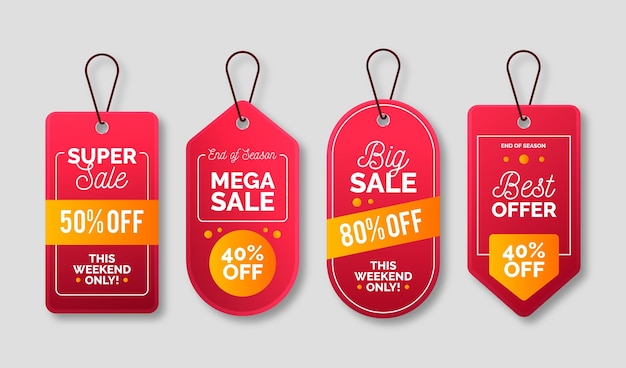 Collection d'étiquettes de vente réalistes