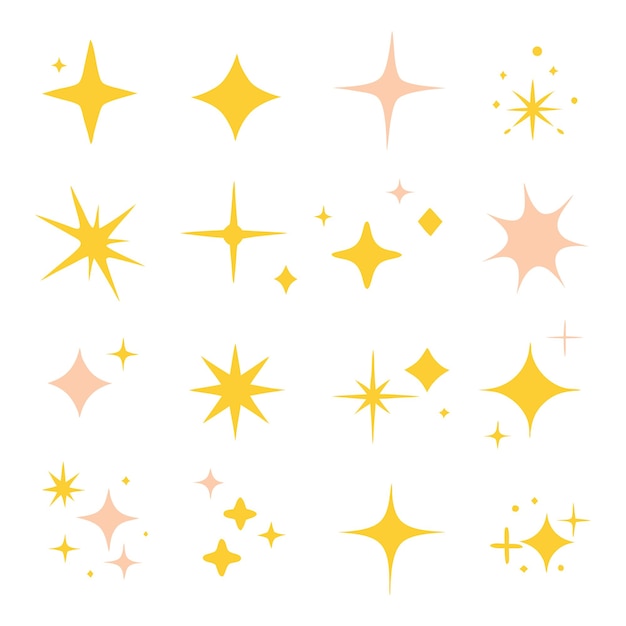 Collection d'étoiles étincelantes et de scintillements dans divers styles