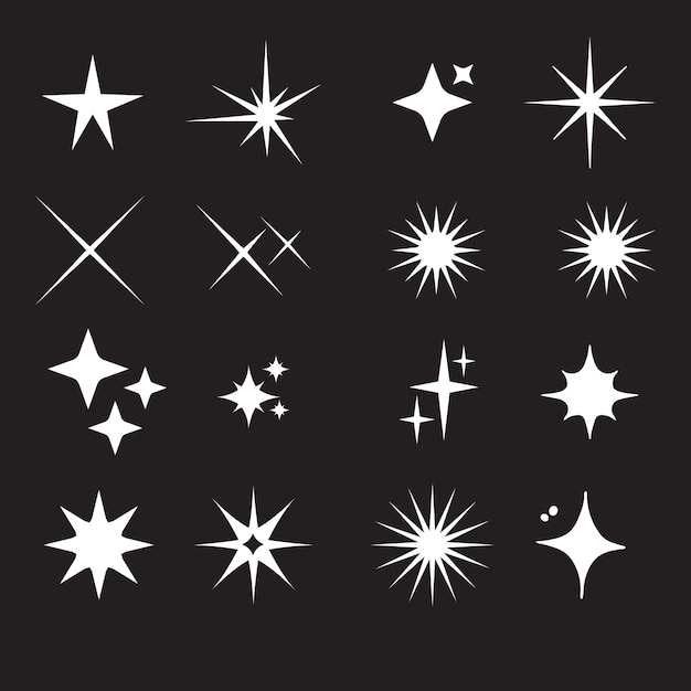 collection d'étoiles à étincelles plates vectorielles