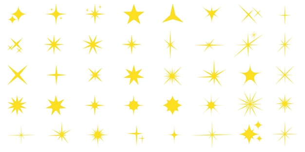 collection d'étoiles icônes de vecteurs d'étoiles ensemble d'étoiles dorées et noires