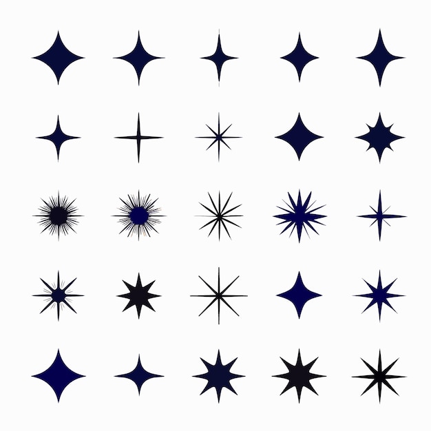 Collection d'étoiles scintillantes plates