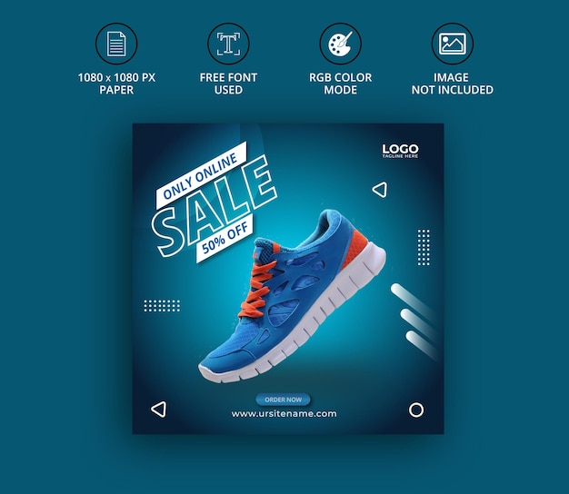 Collection exclusive de chaussures instagram bannière publicitaire modèle de publication sur les médias sociaux