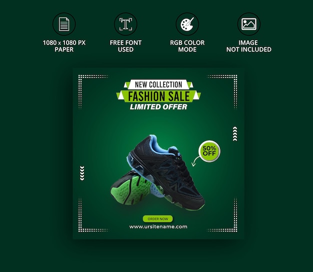 Collection exclusive de chaussures instagram bannière publicitaire modèle de publication sur les médias sociaux