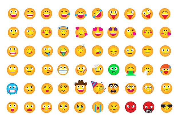 Collection d'expressions émoticônes et de paquets d'emoji