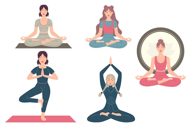 Une collection de femmes assises dans la pose du lotus du yoga