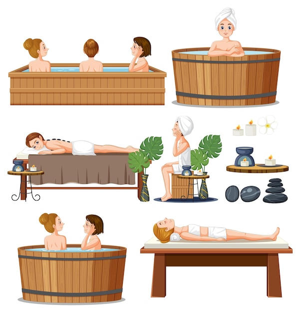Collection de femmes bénéficiant de soins spa