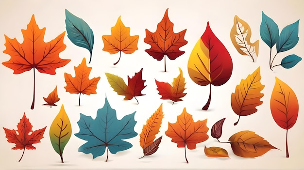 Collection de feuilles colorées vectorielles d'automne Les feuilles de l'automne