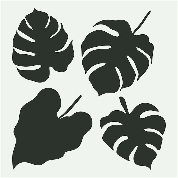 Collection de feuilles tropicales avec style de silhouette