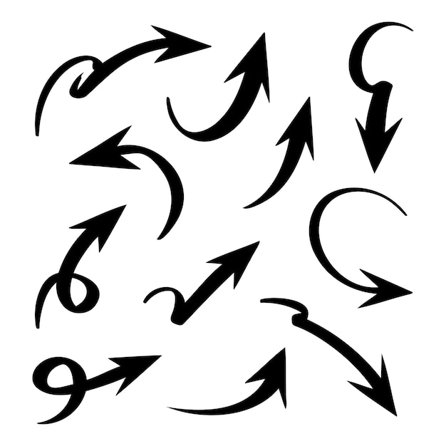 Une collection de flèches dessinées à la main pointant dans différentes directions
