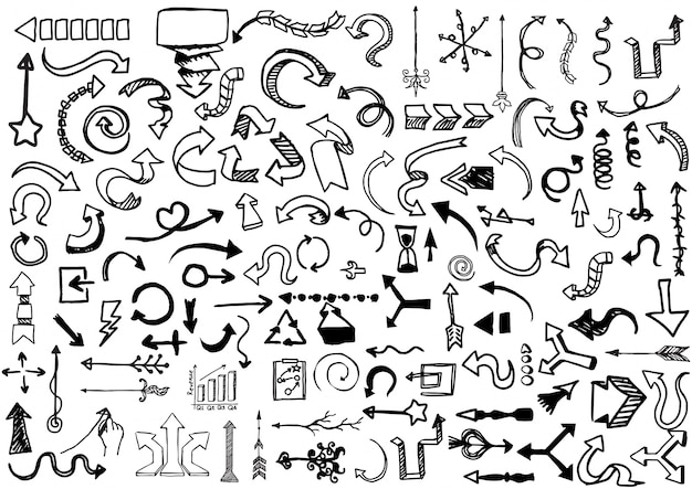 Collection de flèches dessinées à la main