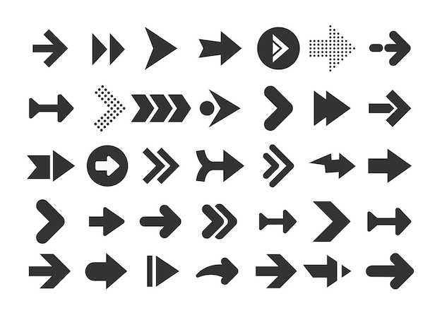 Vecteur collection de flèches panneaux de direction graphiques modernes courbes d'écran d'ordinateur flèches
