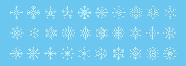 Collection de flocons de neige sur le thème de Noël