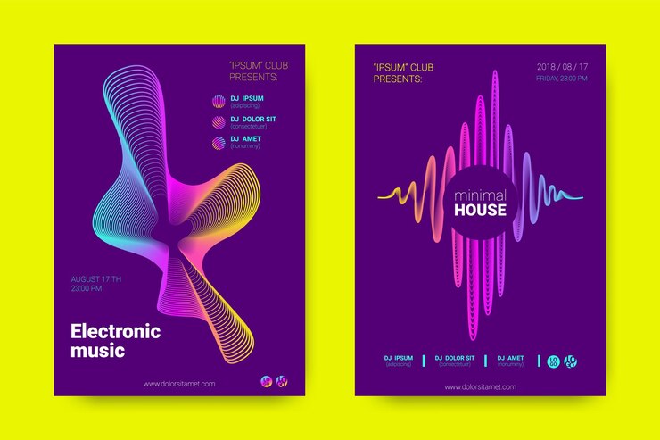 Collection de flyers d'événements de musique électronique