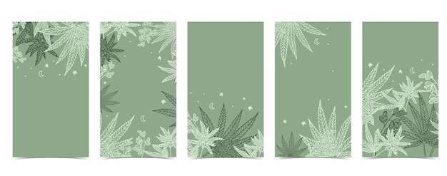 Collection De Fond De Cannabis Sertie De Vertillustration Vectorielle Modifiable Pour Les Médias Sociaux