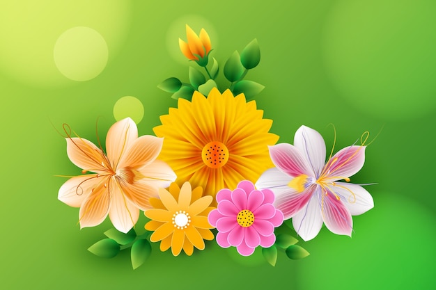 Vecteur collection de fond de fleurs de printemps coloré
