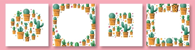 Vecteur collection de fond d'illustration de cactus