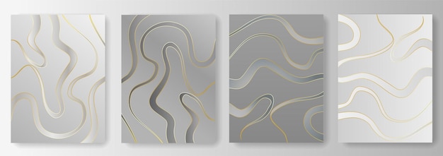 Collection De Fonds Gris Avec Des Lignes Dorées