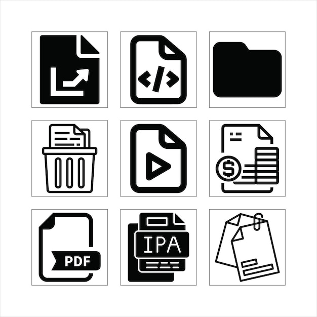 Collection de formats de fichiers, d'icônes de documents et d'illustrations vectorielles