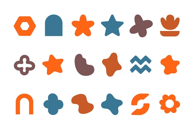 Une collection de formes géométriques et abstraites colorées