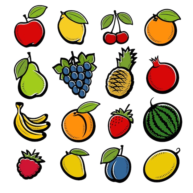 Collection De Fruits Mis En Illustration Vectorielle