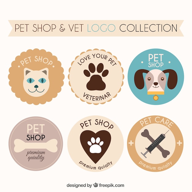 Vecteur collection géométrique des logos pour les soins des animaux