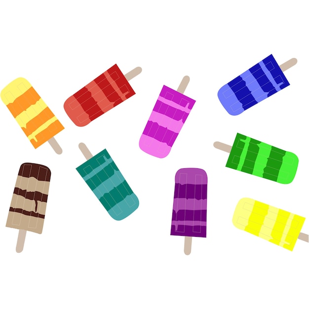 collection de glaces popsicle dessin au trait